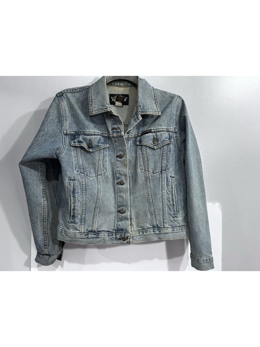 Vintage Harley Davidson Denim Jacket M Blue 90s Trucker Biker Distressed Canada